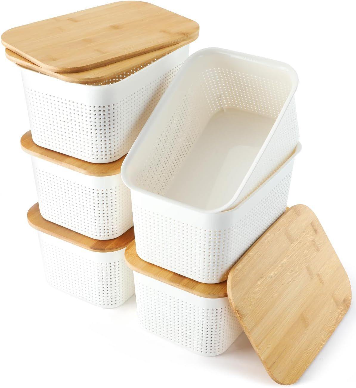 AREYZIN Plastic Storage Containers with Bamboo Lids